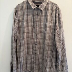 Prana Men's Casual Plaid Button Down Shirt - Gray